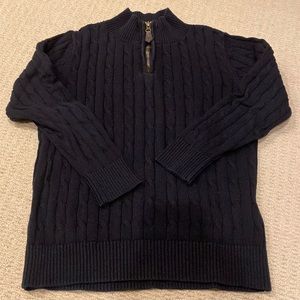 E.L.K American Classic navy cable knit quarter zip seeater